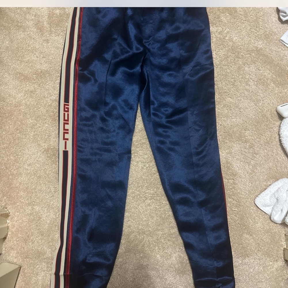 Authentic Gucci pants joggers blue silk